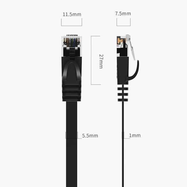 Кабель Ethernet Orico PUG-C6B CAT6 1000Mbps RJ45 плоский 5 м (6942227180889) - изображение 9