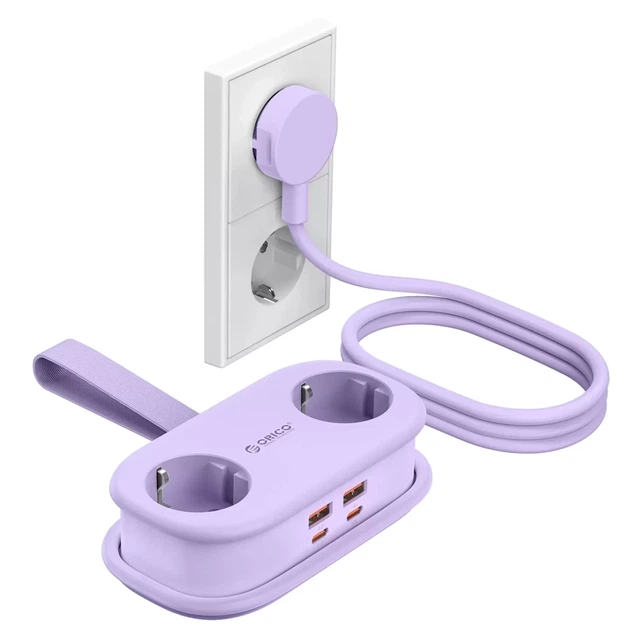 Сетевая розетка Orico AP3 65W GaN 6в1 2xAC+2xUSB-A+2xUSB-C Purple (6942227174581) - Фото 2 Сетевая розетка Orico AP3 65W GaN 6в1 2xAC+2xUSB-A+2xUSB-C Purple (6942227174581) - изображение 2