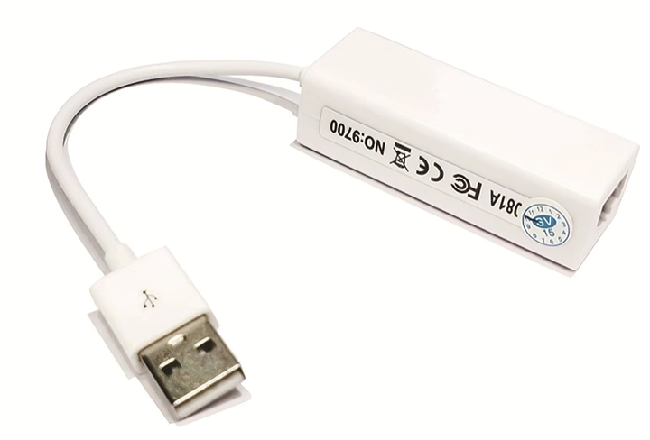 Карта адаптер сетевая с чипом RJ45 подключением по USB к локальной сети Ethernet кабель 10 см 58x21x18 мм (484117-Prob) Белая - зображення 6
