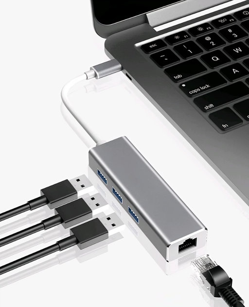 Адаптер концентратор хаб из алюминиевого сплава с выходными портами USB 4 со скоростью подключения 1000 Мбит/с (484119-Prob) - Фото 5 Адаптер концентратор хаб из алюминиевого сплава с выходными портами USB 4 со скоростью подключения 1000 Мбит/с (484119-Prob) - зображення 5