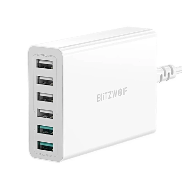Сетевое зарядное устройство BlitzWolf BW-S15 60W 6xUSB-A White (BW-S15) - изображение 3