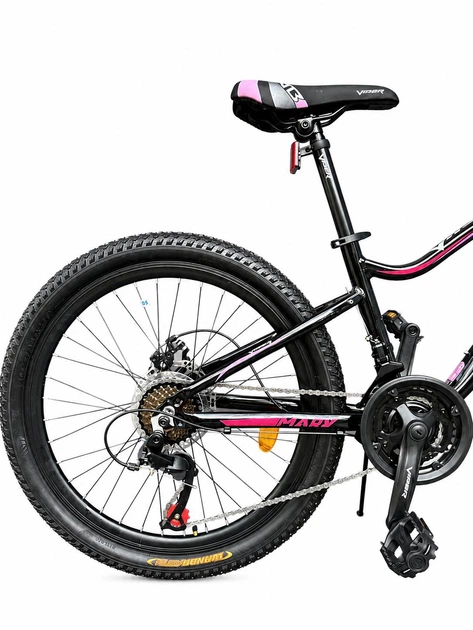 Підлітковий гірський велосипед MTB Viper Mary P06 Al 24" рама 13", 21 швидкість, дискові гальма, алюмінієва рама, чорний - зображення 6