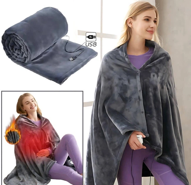 Електричний плед із підігрівом 155*80 см Electric Heating Shawl Blanket, Електроковдра з підігрівом USB - Фото 2 Електричний плед із підігрівом 155*80 см Electric Heating Shawl Blanket, Електроковдра з підігрівом USB - зображення 2