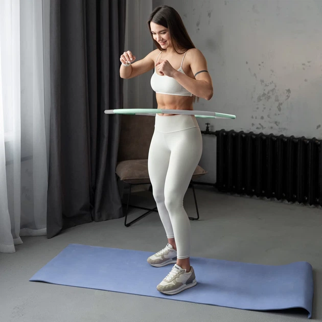 Складний масажний хулахуп Gymtek неопреновий 100 см Бірюзово-сірий (5907766664291) - зображення 9