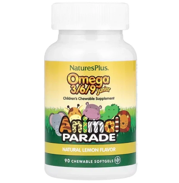 Омега 3/6/9 для дітей Nature's Plus Animal Parade лимонний смак 90 жувальних капсул - Фото 1 Омега 3/6/9 для дітей Nature's Plus Animal Parade лимонний смак 90 жувальних капсул - зображення 1