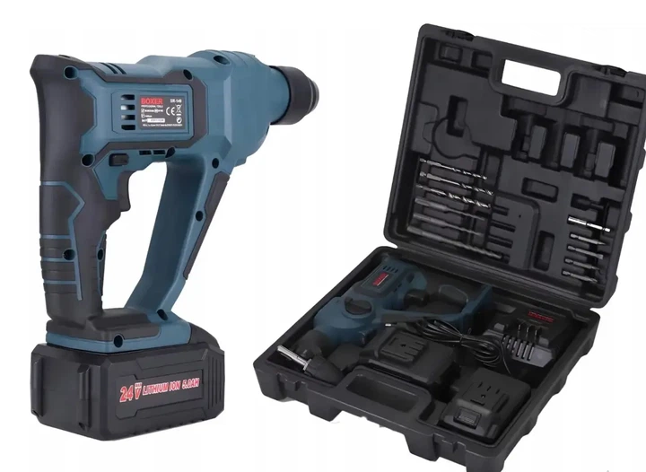 Перфоратор акумуляторний BOXER SR 149 24V SDS Plus із двома акумуляторами швидкозатискним патроном для бетону дерева металу у кейсі - Фото 6 Перфоратор акумуляторний BOXER SR 149 24V SDS Plus із двома акумуляторами швидкозатискним патроном для бетону дерева металу у кейсі - зображення 6