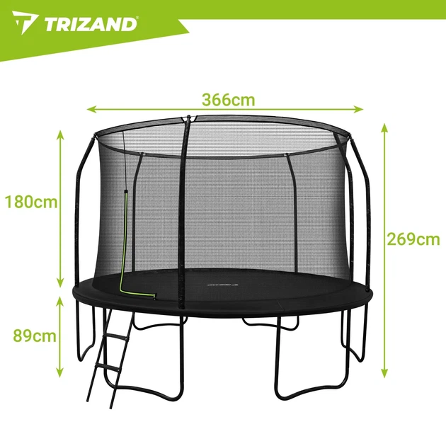 Батут Trizand 366 см із захисною сіткою та драбиною, до 150 кг - изображение 3