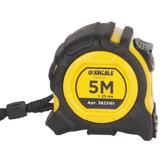 Рулетка магнітна обгумована Sigma 5м x 25мм ABS пластик TPR - зображення 5
