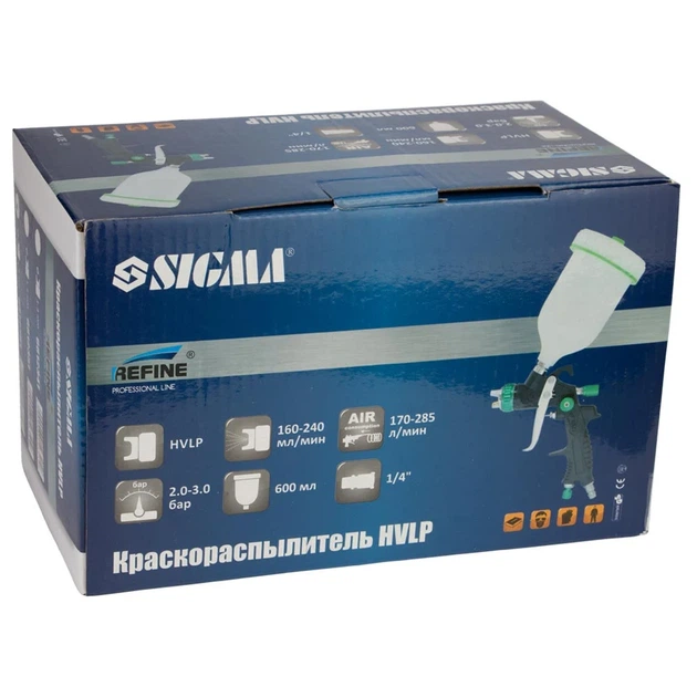 Краскораспылитель HVLP 1.0 мм 60-170 л/мин 1.5-2 бар пластик 100 мл - изображение 8