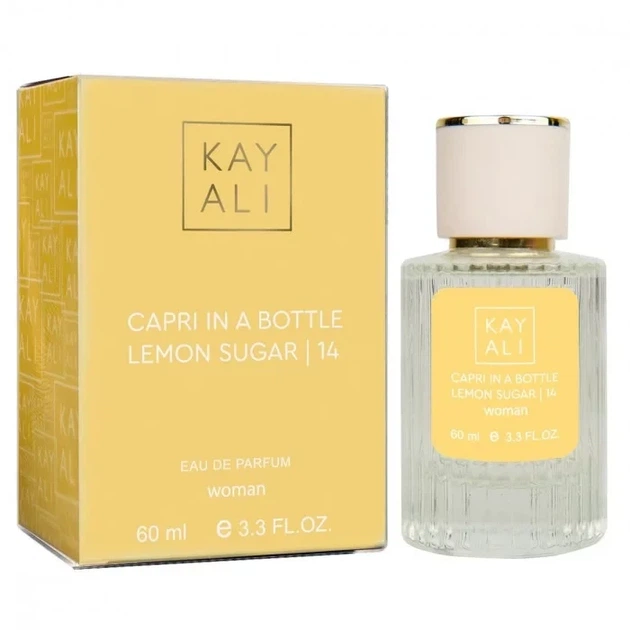 Женская парфюмированная вода No Brand версия Kayali Capri in a Bottle Lemon Sugar | 14 60 мл - Фото 1 Женская парфюмированная вода No Brand версия Kayali Capri in a Bottle Lemon Sugar | 14 60 мл - изображение 1