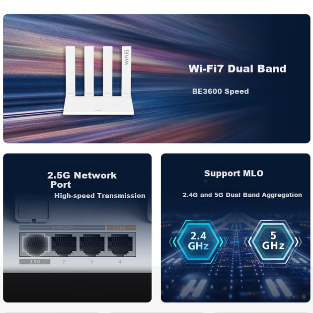 Маршрутизатор FiberHome R3 Wi-Fi 7 BE3600 2.5G Ethernet - Фото 3 Маршрутизатор FiberHome R3 Wi-Fi 7 BE3600 2.5G Ethernet - изображение 3