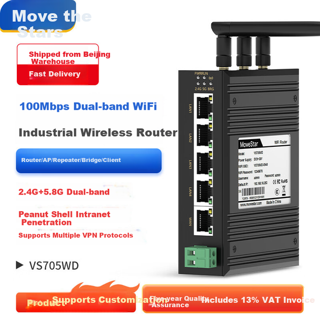 Маршрутизатор MoweStar VS705WD двухдиапазонный 2.4/5 ГГц Черный - Фото 4 Маршрутизатор MoweStar VS705WD двухдиапазонный 2.4/5 ГГц Черный - изображение 4