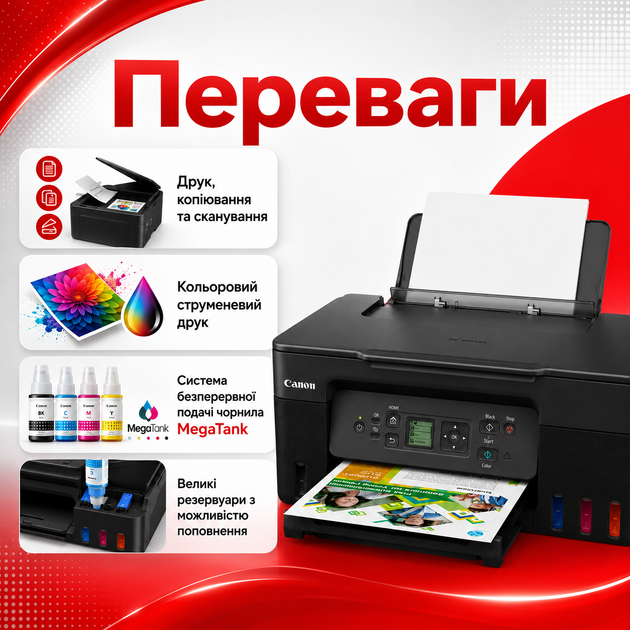 Цветное струйное МФУ Canon PIXMA G3480 с системой MegaTank, Wi-Fi, USB 2.0, печатью, копированием, сканированием, поддержкой AirPrint, Mopria и поворотным дисплеем - изображение 4