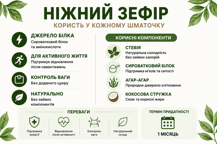 Зефір без цукру, зі стевію в кокосовій стружці, асорті (коробка), ТМ Корисна кондитерська, 250 г - зображення 3