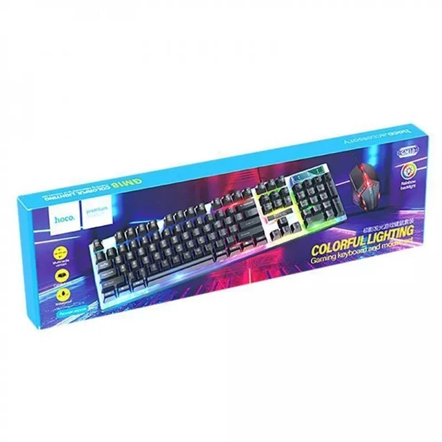 Клавиатура и мышь Hoco GM18 Luminous проводные USB черные 1,5 м - изображение 6