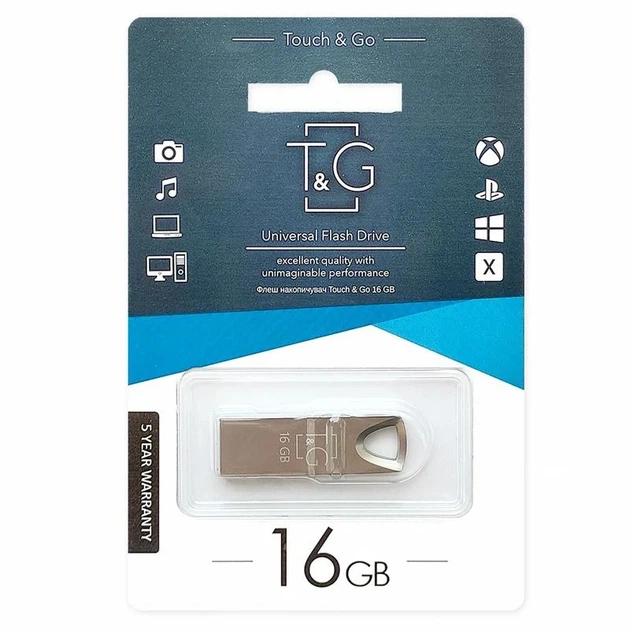 Флеш-накопитель USB 3.0 16GB металлический брелок серебристый T&G 117 Metal Series - изображение 2