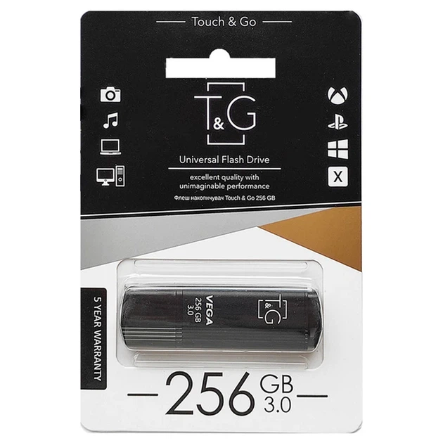 Флеш-накопитель T&G 121 Vega Series USB 3.0 256 ГБ пластик чорний - Фото 3 Флеш-накопитель T&G 121 Vega Series USB 3.0 256 ГБ пластик чорний - зображення 3