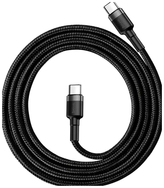 Кабель Baseus Cafule Type-C 60W для швидкого заряджання та передавання даних завдовжки 2 метри сірий чорний - зображення 6