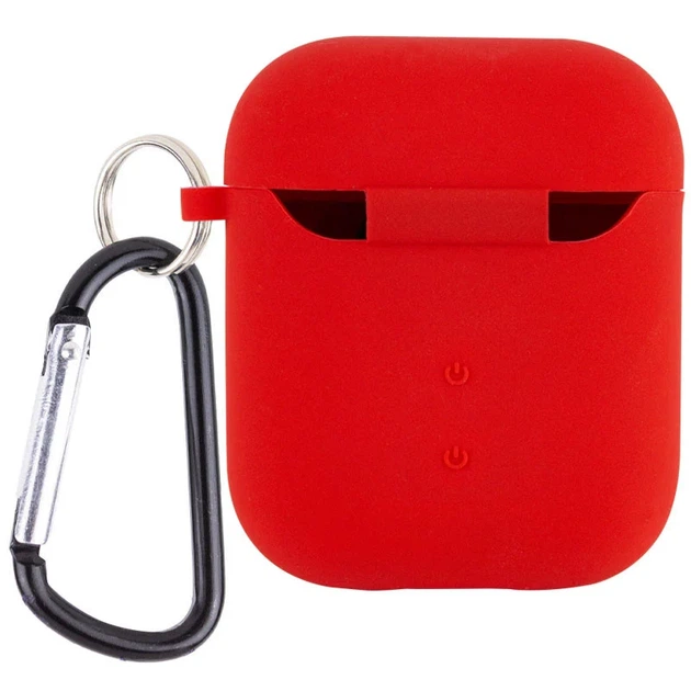 Силиконовый футляр с микрофиброй для наушников AirPods 1/2 красный - Фото 2 Силиконовый футляр с микрофиброй для наушников AirPods 1/2 красный - изображение 2