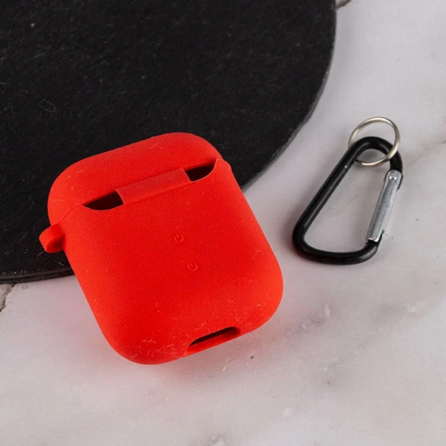 Силиконовый футляр с микрофиброй для наушников AirPods 1/2 красный - Фото 3 Силиконовый футляр с микрофиброй для наушников AirPods 1/2 красный - изображение 3