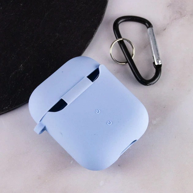 Силиконовый чехол для наушников AirPods 1/2 эластичный ударопрочный микрофибра голубой - Фото 4 Силиконовый чехол для наушников AirPods 1/2 эластичный ударопрочный микрофибра голубой - изображение 4