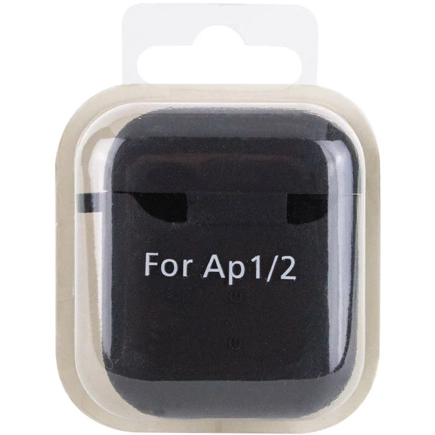 Силиконовый чехол для наушников AirPods 1/2 эластичный черный микрофибра - изображение 6