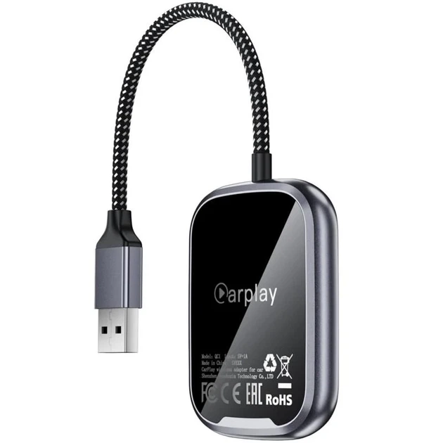Адаптер Acefast QC1 беспроводной CarPlay/Android Auto USB-A 13,5 см серый цинковый сплав - Фото 5 Адаптер Acefast QC1 беспроводной CarPlay/Android Auto USB-A 13,5 см серый цинковый сплав - изображение 5
