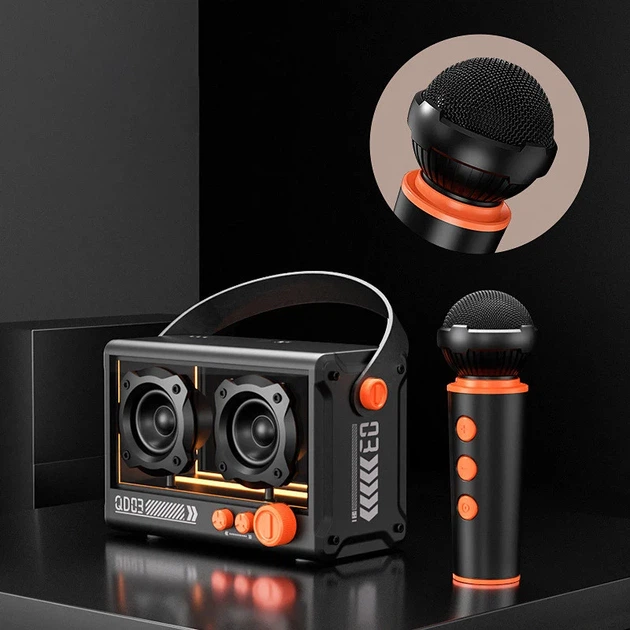 Портативная Bluetooth колонка QD03 Transparent с микрофоном 210x120x80 мм пластик черный - изображение 5