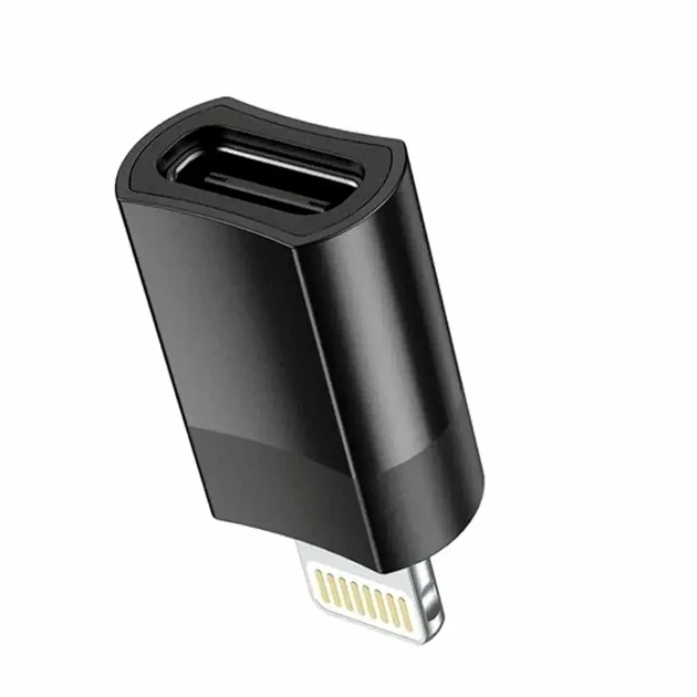 Переходник Lightning Male to Type-C USB 2.0 адаптер Hoco UA17 черный компактный для устройств Apple - изображение 3