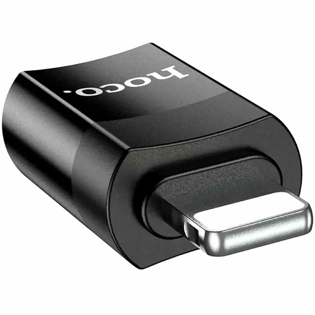 Переходник Lightning Male to Type-C USB 2.0 адаптер Hoco UA17 черный компактный для устройств Apple - изображение 6