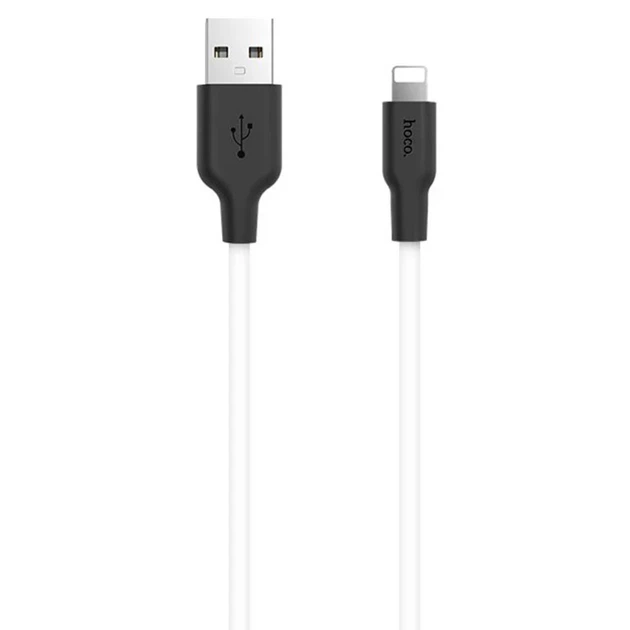 Дата кабель Hoco X21 Plus 2 м USB to Lightning силіконовий чорний/білий - Фото 2 Дата кабель Hoco X21 Plus 2 м USB to Lightning силіконовий чорний/білий - зображення 2