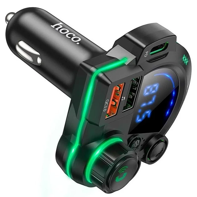 АЗУ FM модулятор Hoco DFM01 38W 2USB-A 1USB-C черный пластик - Фото 3 АЗУ FM модулятор Hoco DFM01 38W 2USB-A 1USB-C черный пластик - изображение 3