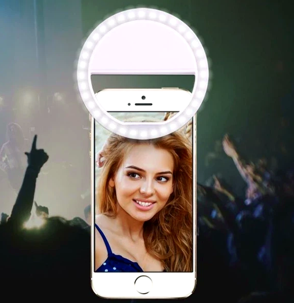 Светодиодное селфи кольцо LED лампа для смартфона с 3 уровнями яркости и USB зарядкой для фото и видеосъемки - изображение 6
