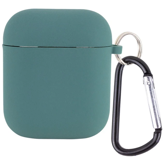 Силиконовый чехол для AirPods 1/2 ударопрочный микрофибра зеленый Pine Green - Фото 1 Силиконовый чехол для AirPods 1/2 ударопрочный микрофибра зеленый Pine Green - изображение 1