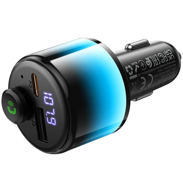 АЗУ FM модулятор Hoco E166 Path PD42W QC3.0 1USB-A 1Type-C чорний 85x38x38 мм пластик - зображення 4