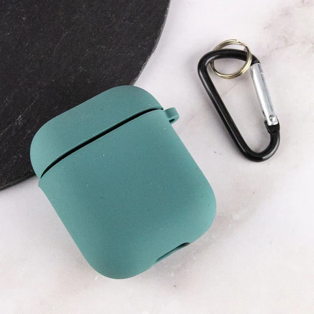 Силиконовый чехол для AirPods 1/2 ударопрочный микрофибра зеленый Pine Green - Фото 3 Силиконовый чехол для AirPods 1/2 ударопрочный микрофибра зеленый Pine Green - изображение 3