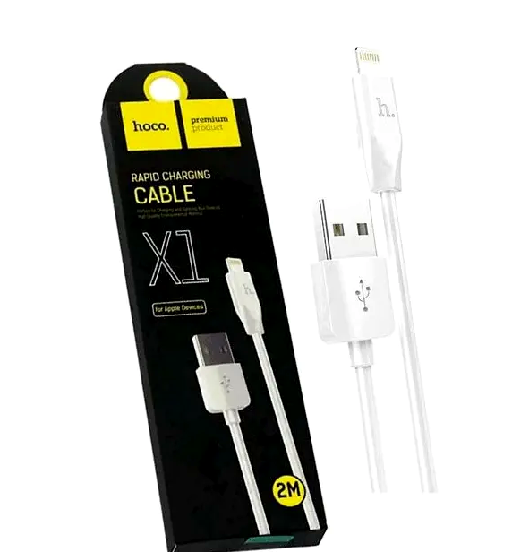 Кабель Hoco X1 Lightning 2м для зарядки и передачи данных с быстрой зарядкой 2.4А белый - Фото 7 Кабель Hoco X1 Lightning 2м для зарядки и передачи данных с быстрой зарядкой 2.4А белый - изображение 7