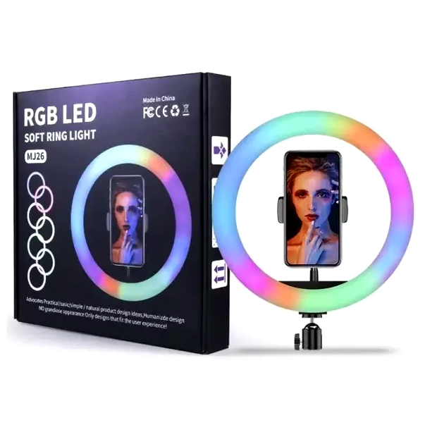 Кільцева RGB лампа 45 см MJ18 для відеознімання та фото з дистанційним керуванням багатобарвне освітлення - зображення 3