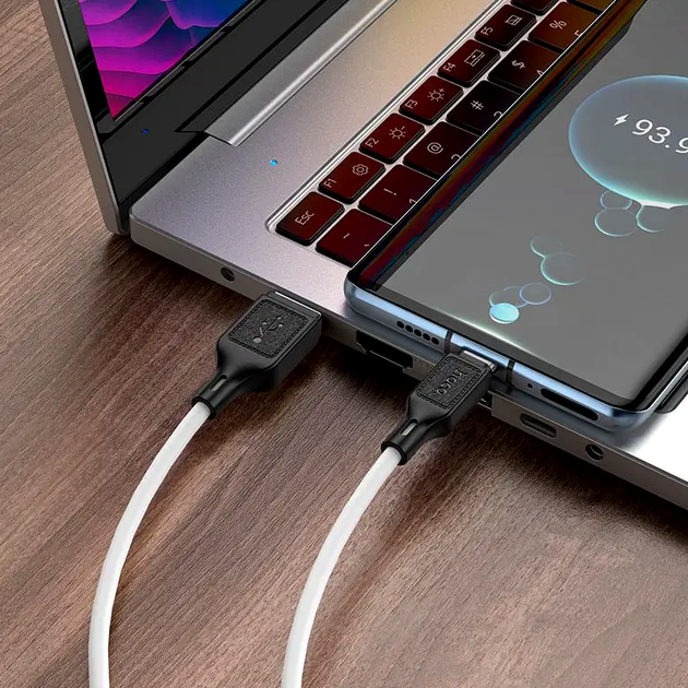 Кабель Hoco X90 Cool Silicone для заряджання та передавання даних Type-C чорний силіконовий 3A 1 м - зображення 9
