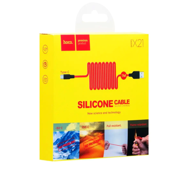 Кабель Hoco X21 Silicone Type-C для швидкого заряджання та синхронізації даних чорний і червоний 2 А 1 м - Фото 2 Кабель Hoco X21 Silicone Type-C для швидкого заряджання та синхронізації даних чорний і червоний 2 А 1 м - зображення 2