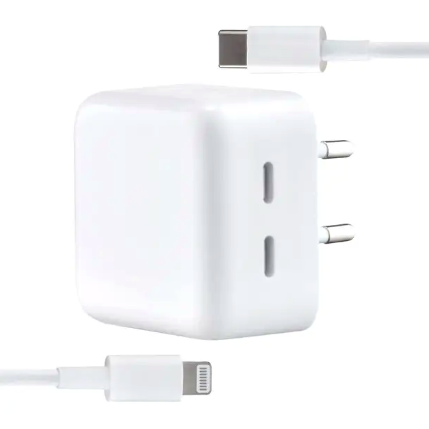 Сетевое зарядное устройство Apple 35W Dual USB-C адаптер для быстрой зарядки iPhone iPad MacBook с кабелем Type-C на Lightning - изображение 3