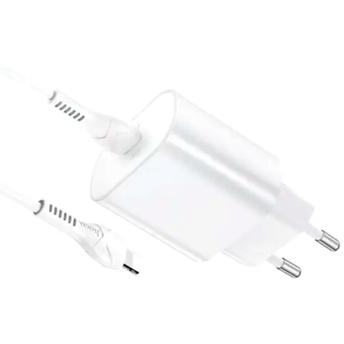 Мережевий зарядний пристрій Hoco N22 Jetta 25 W для смартфонів Samsung і Apple з кабелем Type-C на Lightning - Фото 7 Мережевий зарядний пристрій Hoco N22 Jetta 25 W для смартфонів Samsung і Apple з кабелем Type-C на Lightning - зображення 7