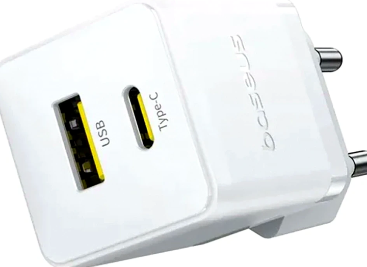 Мережевий зарядний пристрій Baseus Palm Fast Charger 20 W для смартфонів і планшетів із двома портами USB Type-C і USB-A - Фото 4 Мережевий зарядний пристрій Baseus Palm Fast Charger 20 W для смартфонів і планшетів із двома портами USB Type-C і USB-A - зображення 4