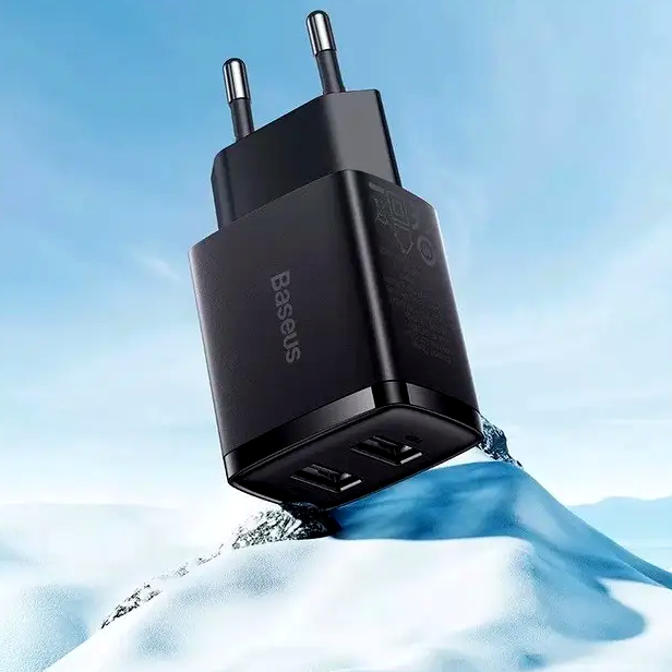 Зарядний пристрій Baseus Compact Charger 2U 10.5 W для смартфонів і планшетів з двома USB Type-A портами та швидким заряджанням - Фото 5 Зарядний пристрій Baseus Compact Charger 2U 10.5 W для смартфонів і планшетів з двома USB Type-A портами та швидким заряджанням - зображення 5