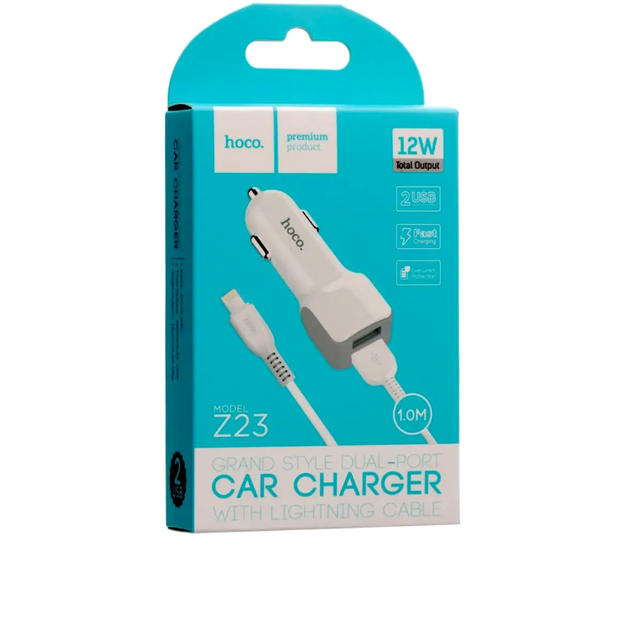 Автомобильное зарядное устройство Hoco Z23 адаптер с 2 USB портами для быстрой зарядки мобильных устройств в авто - Фото 2 Автомобильное зарядное устройство Hoco Z23 адаптер с 2 USB портами для быстрой зарядки мобильных устройств в авто - изображение 2