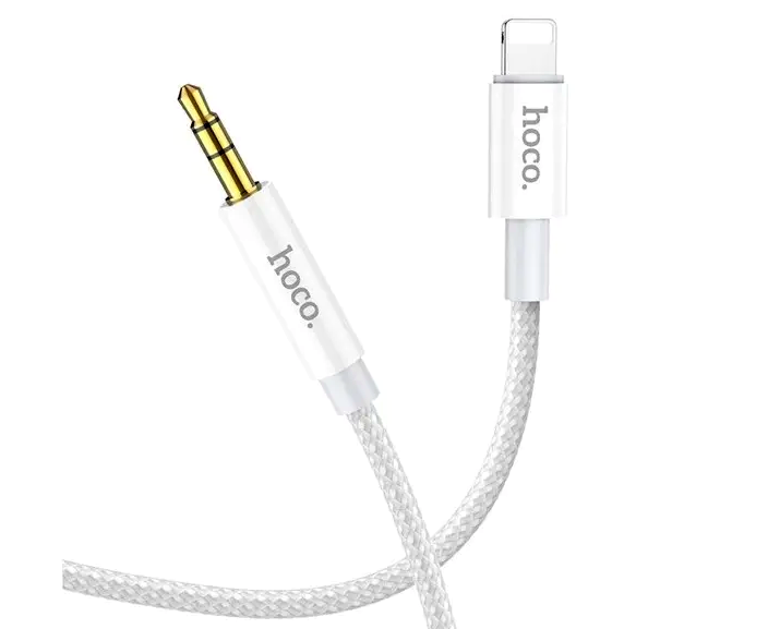 Кабель Hoco AUX UPA19 Lightning для під'єднання смартфонів до аудіосистемів білий еластичний 1 м - зображення 5