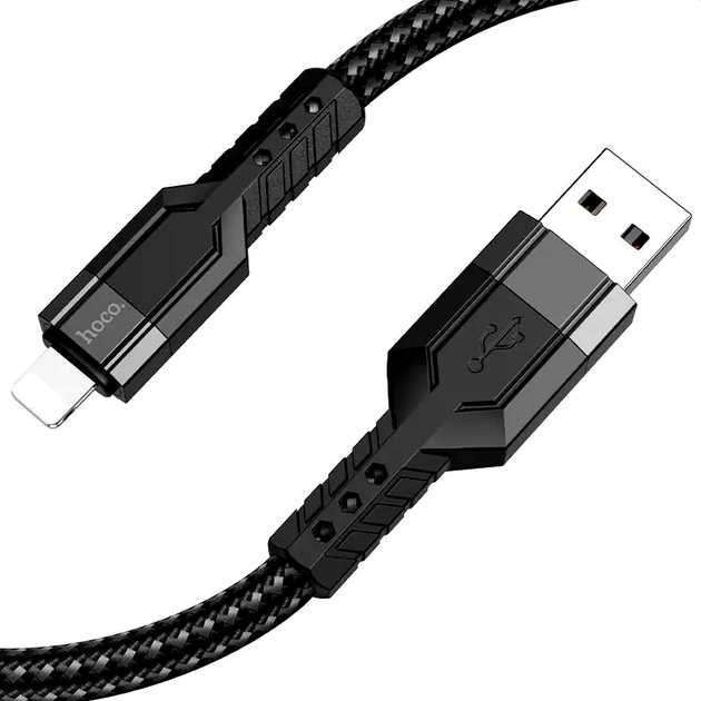 Кабель Hoco U110 Lightning зарядний для iPhone iPad швидкого передавання даних довжина 1 2 м чорний - зображення 3