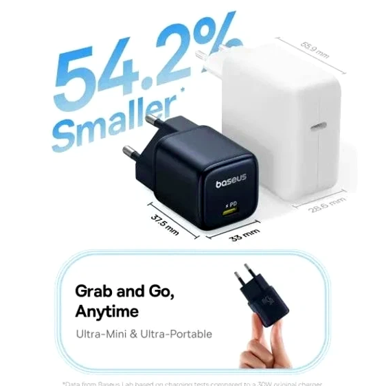 Зарядное устройство Baseus PicoGo GaN 45W USB Type-C для быстрой зарядки смартфонов и планшетов - изображение 6
