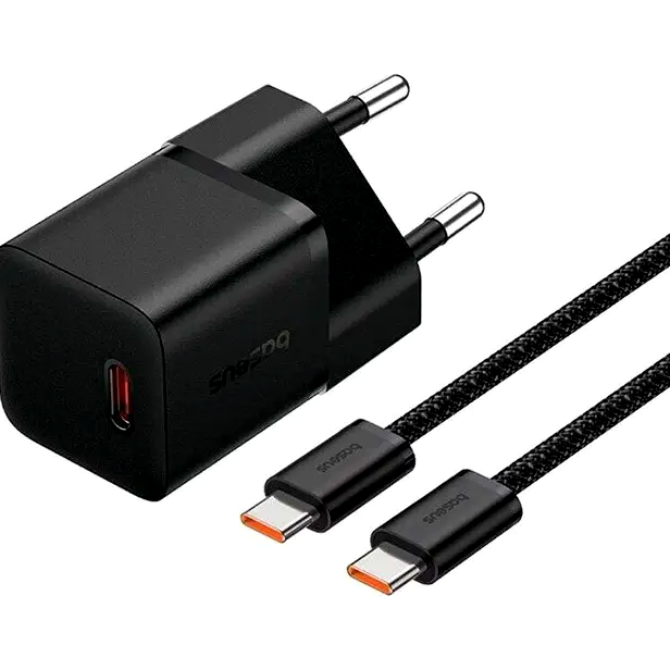Мережевий зарядний пристрій Baseus GaN5 20 W USB Type-C для швидкого заряджання смартфонів і планшетів - зображення 5