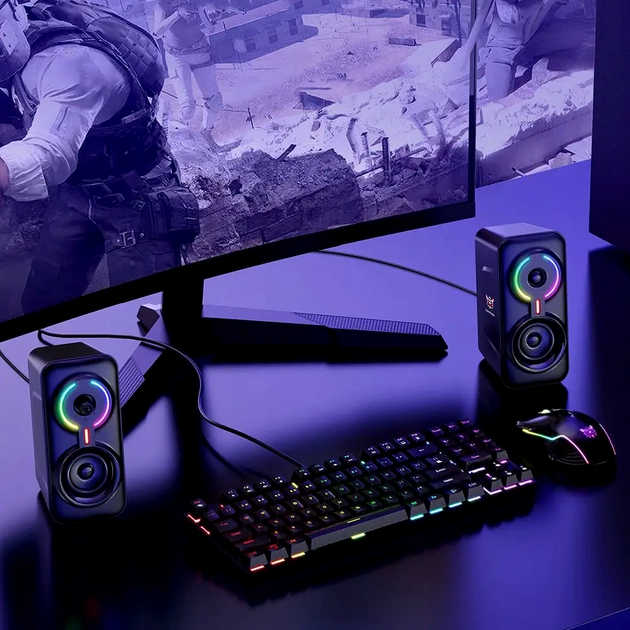 Колонки Onikuma L6 черные с RGB подсветкой для компьютера мощные динамики с Bluetooth для музыки и игр - изображение 8